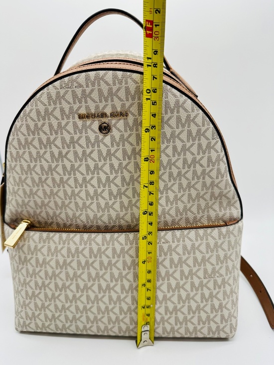 NWT Michael Kors Valerie Medium Logo Backpack Vanilla Acorn White Brown Handbag main image 8